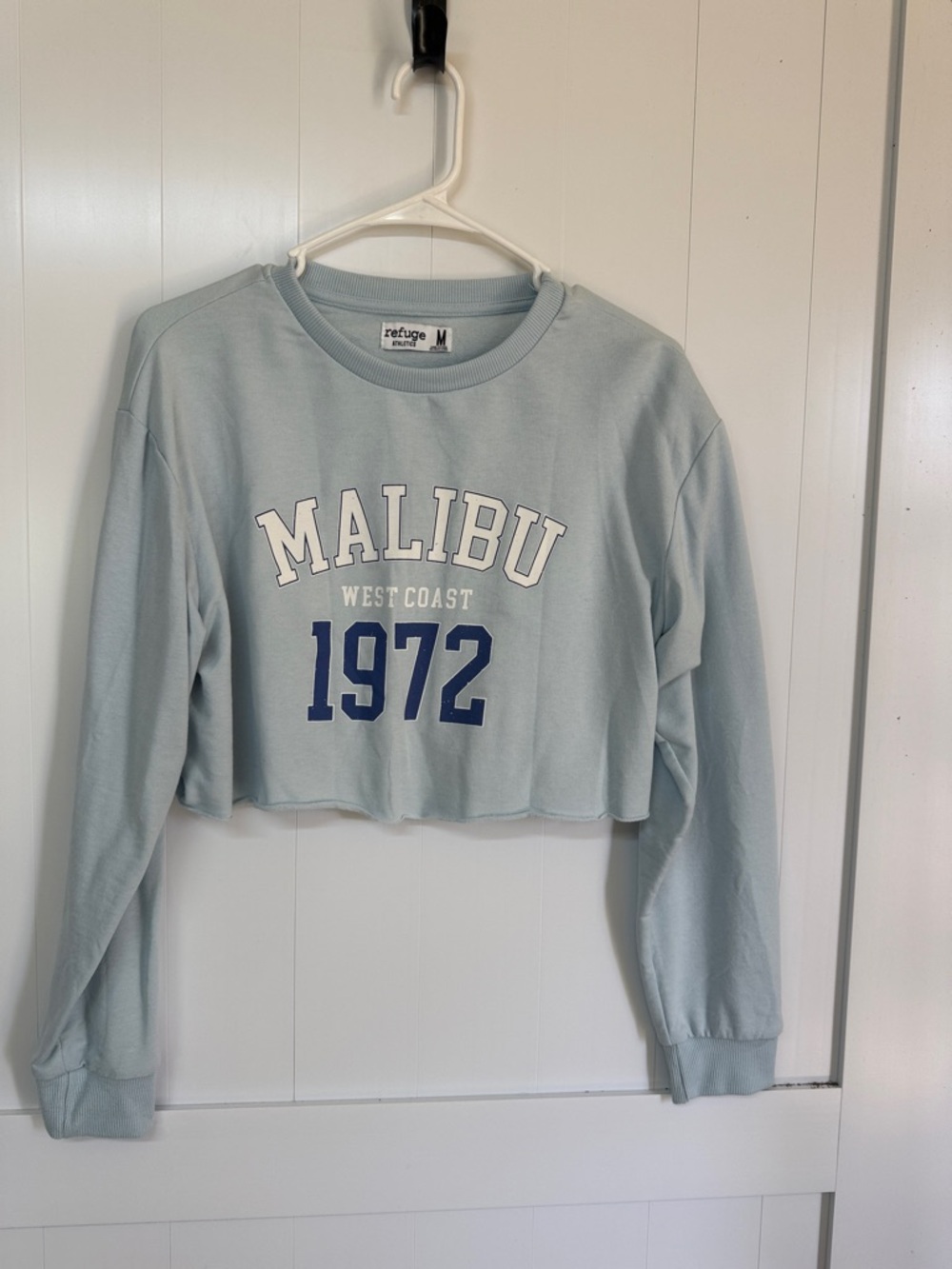 Light Blue Half Crewneck Long Sleeve Beach Shirt
